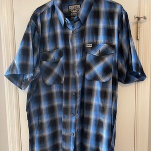 DIXXON Men's Black and Blue Plaid Shirt